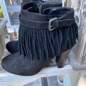 Suede fringe booties